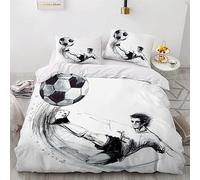 MUNOOR Housse de Couette 200x200 Football 3D Motif Parure de Lit 2 Personnes Ado Douce Microfibre Ensemble de Literie Style Manga avec Fermeture Éclair et 2 Taies d'oreiller 50x75
