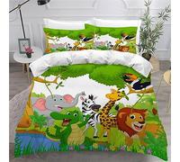 MUNOOR Housse de Couette 220x240 Animaux Animés Parure de Lit 2 Personnes Adultes Imprimé 3D Zoo Microfibre Ensemble de Literie avec Fermeture Éclair et 2 Taies d'oreiller 50x75