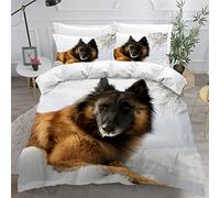 MUNOOR Housse de Couette 220x240 Berger Allemand Parure de Lit 2 Personnes Adultes Imprimé en 3D Animaux d'hiver Microfibre Ensemble de Literie avec Fermeture Éclair et 2 Taies d'oreiller 50x75