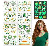 MUNSKT 18PCS St Patricks Day Temporary Tattoo Sticker,Shamrock Face stickers,St Patricks Day Accessories Decor,St Patricks Day Outfits Makeup,Supplies Photo Booth Props for Friend