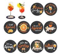 MUNTE 10 cm Diamètre Dessous de Tasse, 10 Pièces Sous-Bocks Aperol | Dessous de Verre Ronds avec Motif, Cadeau Dessous Verre Cocktail, pour Verres à Cocktail, Tasses à Café, Tasses à Thé