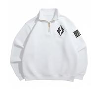 Munweiyu Sweat-shirt à manches longues pour homme, fermeture éclair 1/4, col montant, pull sans capuche, décontracté, manches longues, avec fermeture éclair, pull de travail, extérieur, col montant