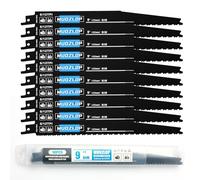 MUOZLOP Lot de 10 lames de scie sabre 225mm - Lames de scie sabre 6/12 TPI - Pour scie sabre bois/métal (10, 6/12TPI 225 mm)