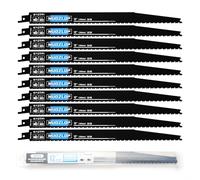 MUOZLOP Lot de 10 lames de scie sabre 300 mm, 6/12 TPI Lames de scie sabre pour scie sabre, pour bois Lames de scie sabre (10, 6/12TPI 300 mm)