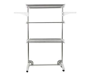 MUPAI Tancarville, Acier Inoxydable, Base Pliable, Étendoir à Linge, Étendoir pour Séchoir, Gain de Place, Intérieur, Extérieur, Blanc (3 Niveaux)