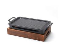 Mupingfenglan Plateau Chauffant Rectangulaire Gril Table Rôtissoire Réchaud Plaque Cuisson Aluminium Alliage Longue Durée Répartition Uniforme Support Réchaud Socle, 27cm 20cm 10cm