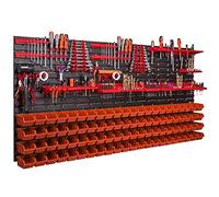 Mur à outils - 1728 x 780 mm - Boîte à outils empilable pour garage, entrepôt, atelier, loisirs (88 boîtes orange)