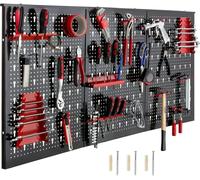 Mur à outils - Support mural à outils - Mur perforé - 120×60 cm - Fonte - Kit de crochets inclus - Rouge