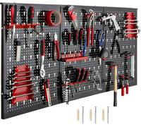 Mur à trous pour outils - Support mural 120x60x2 cm - Métal - Set de 17 crochets - Pour le rangement des outils - Rouge