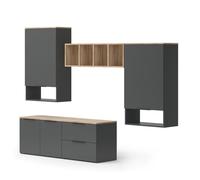 Vicco Mur de salon "Wido", Anthracite | 5 pièces, compatible avec d'autres éléments de la série Wido