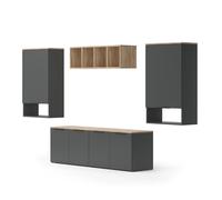Mur de salon Wido, 5 pièces, Anthracite, Vicco 49801