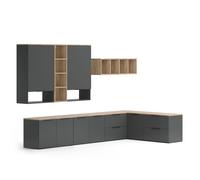 Mur de salon Wido, 9 pièces, Anthracite, Vicco 49804