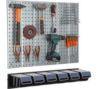Mur d'outils 78x72cm Système de stockage en métal avec crochets à outils 6 boîtes empilables Noir