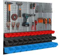 Mur d'outils en métal 116x99cm Système de stockage avec supports d'outils 33 boîtes Crochets à outils Planche perforée Atelier Planche enfichable Garage Outils électriques Paroi perforée Étagère enfic