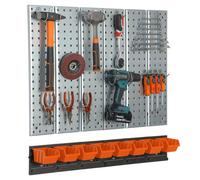 Mur d'outils en métal Système de stockage avec support d'outils Boîtes empilables Garage orange