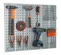 Mur d'outils en métal Système de stockage avec supports d'outils Atelier Garage Étagère suspendue