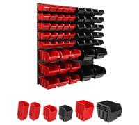 Mur d'outils étagère murale 77 x 78 cm avec 58 boîtes rouge et noir