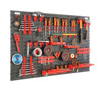 Mur d'outils Étagère murale avec 116x78cm dimensions 60 pièces en noir/rouge Porte-outils Étagère d'atelier en plastique Système de stockage Étagère à bacs