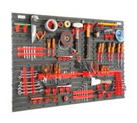 Mur d'outils Étagère murale avec 116x78cm dimensions 68 pièces en noir/rouge Porte-outils Étagère d'atelier en plastique Système de stockage Étagère à bacs