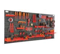 Mur d'outils Étagère murale de 173x78cm Dimensions 72 pcs. en noir/rouge Porte-outils Étagère d'atelier en plastique Système de stockage Étagère à bacs
