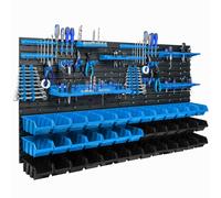 Mur d'outils système de stockage 156 x 78 cm avec 39 boîtes bleu et noir