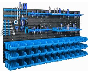 Mur d'outils Système de stockage 156 x 78 cm avec 39 boîtes Set de porte-outils