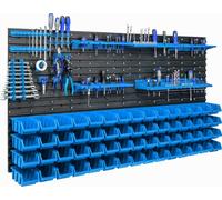 Mur d'outils Système de stockage 156 x 78 cm avec 60 boîtes Bleu Porte-outils