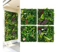 Mur Vegetal Artificiel Exterieur Interieur 4pcs Plantes Artificielles 25cm | Panneau Mur Végétal Décoration Naturelle Haie Artificielle Panneaux Muraux pour Mur Balcon et Jardin