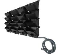 Mur végétal vertical à fixation murale - Ensemble de pots suspendus - Plastique - Intérieur/extérieur - 20 pièces au total (16 pots + 4 modules de drainage) - Noir