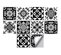 Mural Stickers,Carrelage de 15cm X 15cm,2D Imperméables Carreau de Ciment Adhesif,Autocollants Carreaux Dosseret pour Cuisine,10PCS