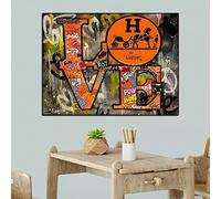 Murale Art Toile tableau Peinture DéCorative Moderne Abstrait Graffiti Love Mot Art Toile tableau Peinture Affiche ColoréE Et Tableaux Salon Decoration Sans Cadre-40×50cm