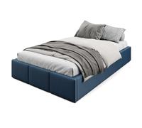 Muralo Lit Capitonné avec Coffre - 120x200 cm, Gris foncé | Lit double, sommier à lattes, revêtement velours, déperlant et résistant aux rayures, sans matelas