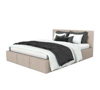 Muralo Lit Capitonné avec Coffre Beige - 120x200x100 cm, Beige | Lit rembourré avec sommier à lattes, revêtement doux, sans matelas - confort et élégance pour la chambre