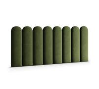Muralo Panneau Mural Rembourré en Velours Magic Velvet 20x100 cm - Coussin Mural Capitonné, Effet 3D à Lignes Verticales, Confortable, Décoration Moderne Luxe Chambre et Salon - Vert Olive