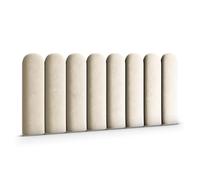 Muralo Panneau Mural Rembourré en Velours Magic Velvet 20x60 cm - Coussin Mural Capitonné, Effet 3D à Lignes Verticales, Confortable, Décoration Moderne Luxe Chambre et Salon - Crème