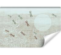 Muralo Papier peint intissé pour salon FLEURS Plantes Libellules Soleil Br. 416cm x H. 290cm