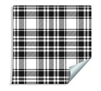 Muralo Papier Peint Noir et Blanc Motif Écossais - 10m x 53 cm | Revêtement mural vinyle lavable, pose facile, motif haute définition - style moderne pour salon ou bureau