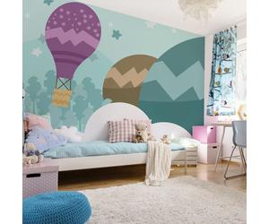 Muralo XXL papier peint autocollant ballons étoiles d'hiver forêt décor (l) 405 cm x (h) 270 cm papier peint mur SALON CHAMBRE à COUCHER 4831