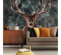 Muralo XXL PHOTOCOLLETTE HIRSCH Hiver Paysage Nature Effet 3D (l) 416 cm x (h) 290 cm Papier peint muraux SALON CHAMBRE À COUCHER 5151