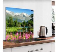murando - Crédence Verre Cuisine 60x60 cm - Plaque Anti-Projection - Couvercle Anti-éclaboussures crédence - Plaque en Verre trempé - Paysage Montagnes Lac Alpes c-B-0543-aq-a