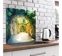 murando - Crédence Verre Cuisine 60x60 cm - Plaque Anti-Projection - Couvercle Anti-éclaboussures crédence - Plaque en Verre trempé - Tunnel Naturel Paysage Vert d-B-0328-aq-a