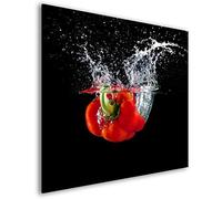 murando - Crédence Verre Cuisine 60x60 cm - Plaque Anti-Projection - Couvercle Anti-éclaboussures crédence - Revêtement Carreaux - Plaque en Verre trempé - Légumes Cuisine Poivre Eau j-B-0087-aq-a