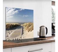 murando - Crédence Verre Cuisine 60x60 cm - Plaque Anti-Projection - Couvercle Anti-éclaboussures crédence - Revêtement Carreaux - Plaque en Verre trempé - Paysage Mer Plage Rivage c-B-0498-aq-a