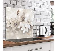 murando - Crédence Verre Cuisine 60x60 cm - Plaque Anti-Projection - Couvercle Anti-éclaboussures crédence - Plaque en Verre trempé - Fleurs Lys Nature Abstraite b-A-0563-aq-a