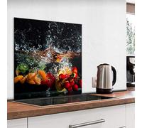 murando - Crédence Verre Cuisine 60x60 cm - Plaque Anti-Projection - Couvercle Anti-éclaboussures crédence - Revêtement Carreaux - Plaque en Verre trempé - Fruits dans l'eau j-B-0097-aq-a
