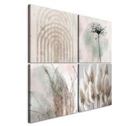 murando - Ensemble de 4 tableaux d'art décoratif 40x40 cm - Tableau acoustique panneau insonorisant impression sur toile décoration - Arches et éléments végétaux b-C-10467-b-a