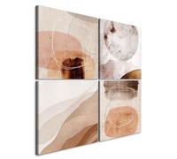 murando - Ensemble de 4 tableaux d'art décoratif 40x40 cm - Tableau acoustique panneau insonorisant impression sur toile décoration - Couches de couleurs et formes organiques a-C-10184-b-a
