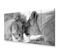 murando - Grand Tableau Acrylique Salon, Animal Deux Lions Noirs, 225x90 cm | Effet Texturé ou Coup de Pinceau, Tableaux Faits à la Main, Posters et Arts Décoratifs, Blancs, Fabrication EU