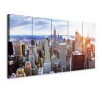 murando - Grand Tableau Mural Décoration Moderne Salon, New York, 150x60 cm | Clous Inclus, Impression sur Toile, Tableaux, Posters et Arts Décoratifs, Architecture Manhattan City Usa Gratte Ciel Lever