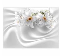 murando - Papier peint panoramique 350x256 cm - Revêtement mural chambre salon - Décoration murale design moderne - Fleurs blanches lys luxe nature plantes texture fond b-C-0158-a-a